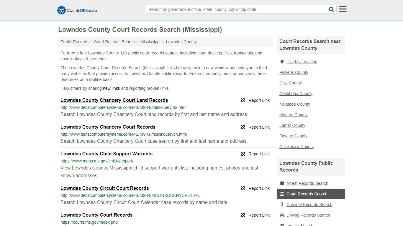Lowndes County Court Records Search (Mississippi) - County Office